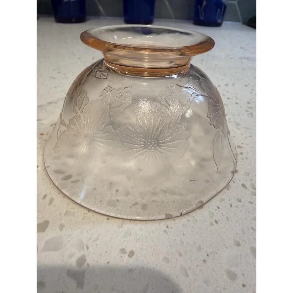 Macbeth Evans Dogwood Apple Blossom Pink Sherbet Dish Bowl Depression Glass